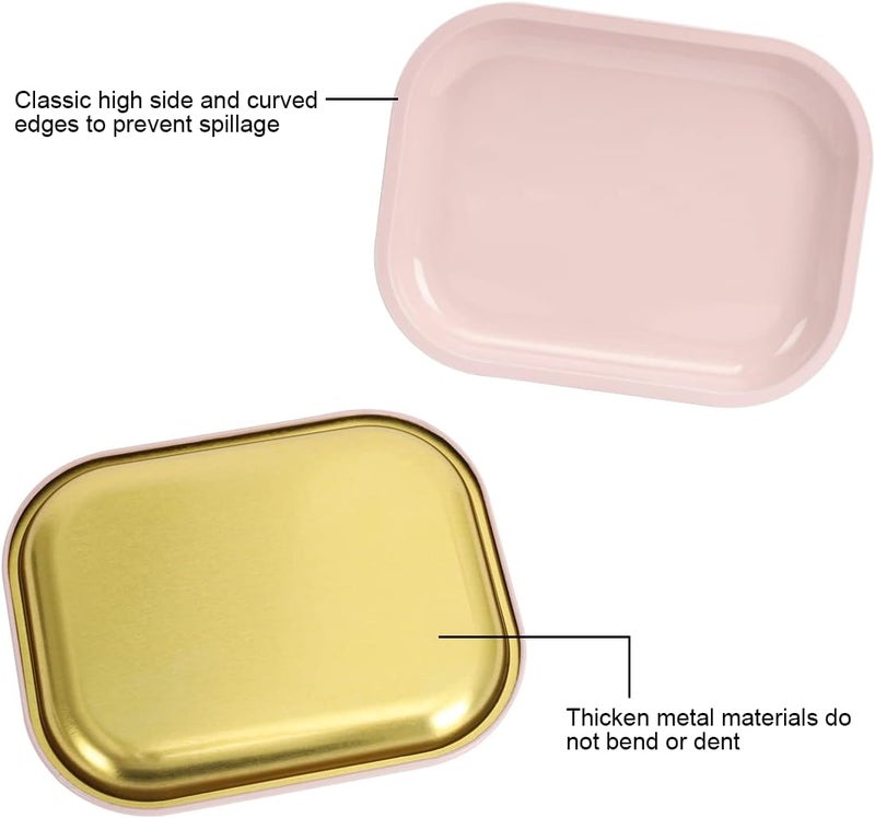HOKirin Pink Small Metal Tray with Soft PVC Magnetic Lid,7"x5.5"x0.6" - Image 3